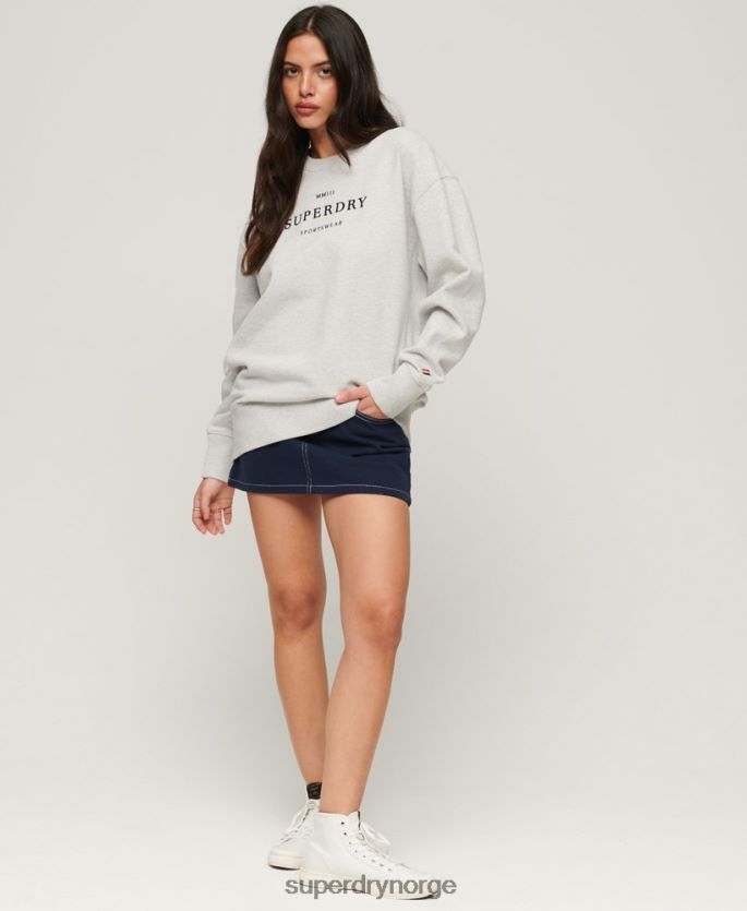 Superdry grå klær 86P46D3288 heraldikk oversized crew sweatshirt kvinner