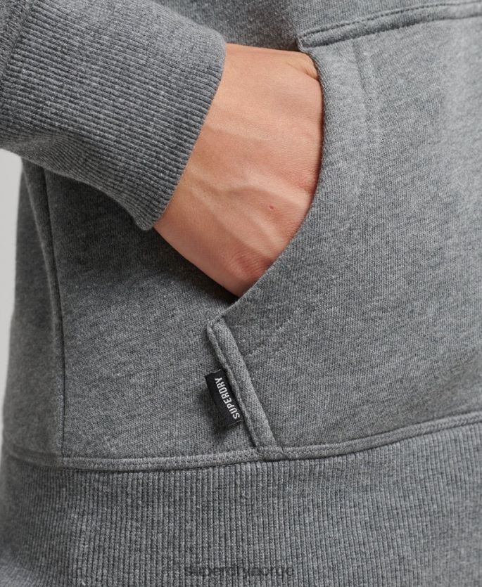Superdry grå klær 86P46D3303 hettegenser med logo og glidelås i økologisk bomull kvinner