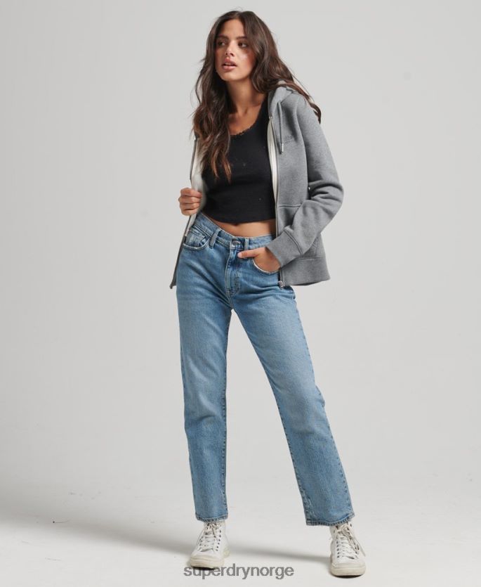 Superdry grå klær 86P46D3303 hettegenser med logo og glidelås i økologisk bomull kvinner