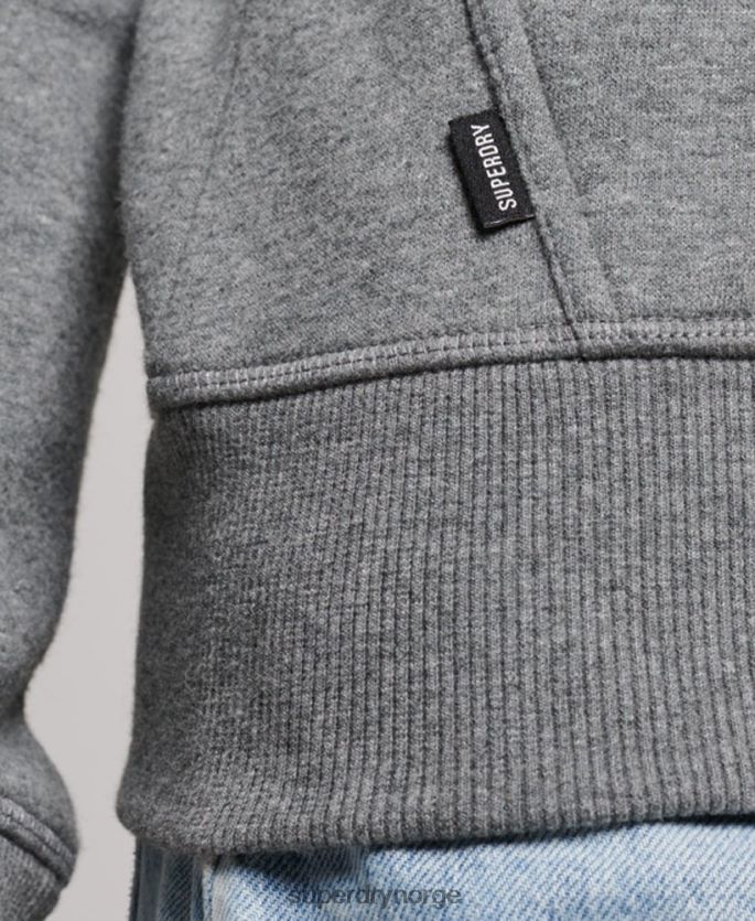 Superdry grå klær 86P46D3335 vintage logo brodert hettegenser med glidelås kvinner