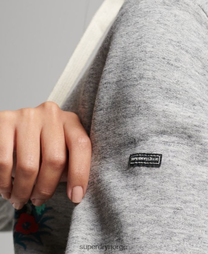Superdry grå klær 86P46D3376 hettegenser med blomstermønster kvinner
