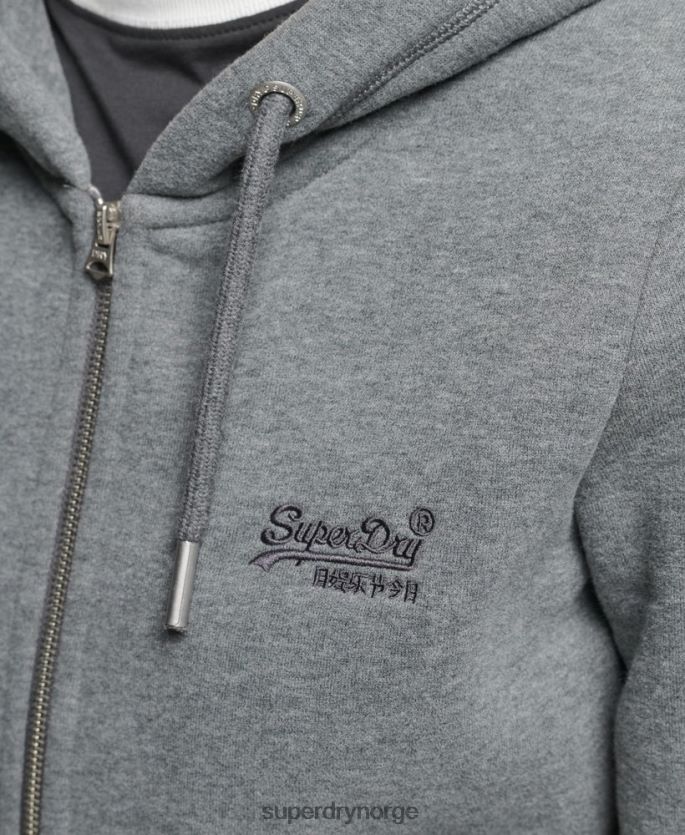 Superdry grå klær 86P46D3383 vintage hettegenser med glidelås i økologisk bomull kvinner