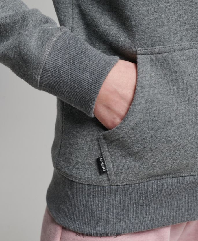 Superdry grå klær 86P46D3383 vintage hettegenser med glidelås i økologisk bomull kvinner