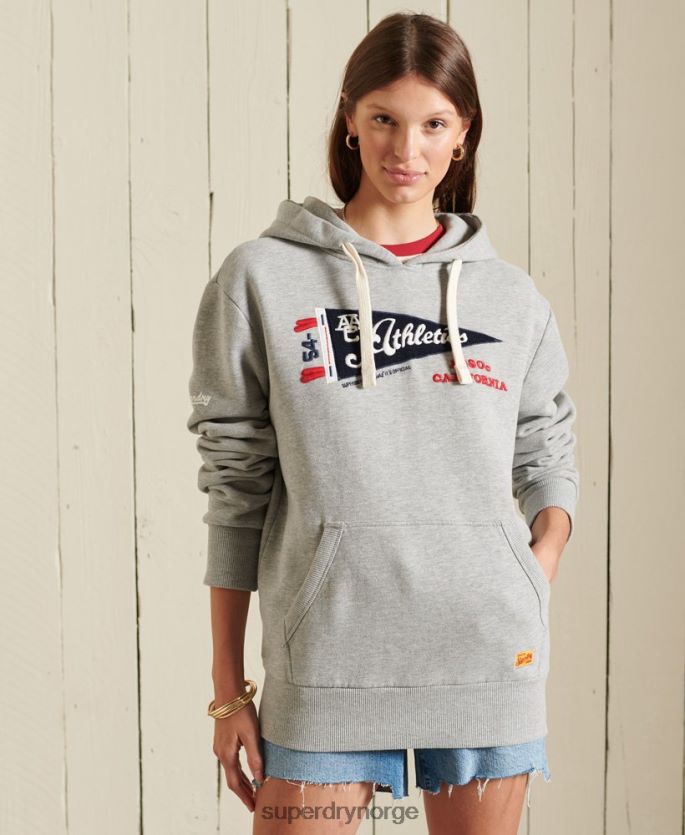 Superdry grå klær 86P46D3472 oversized aac grafisk hettegenser kvinner