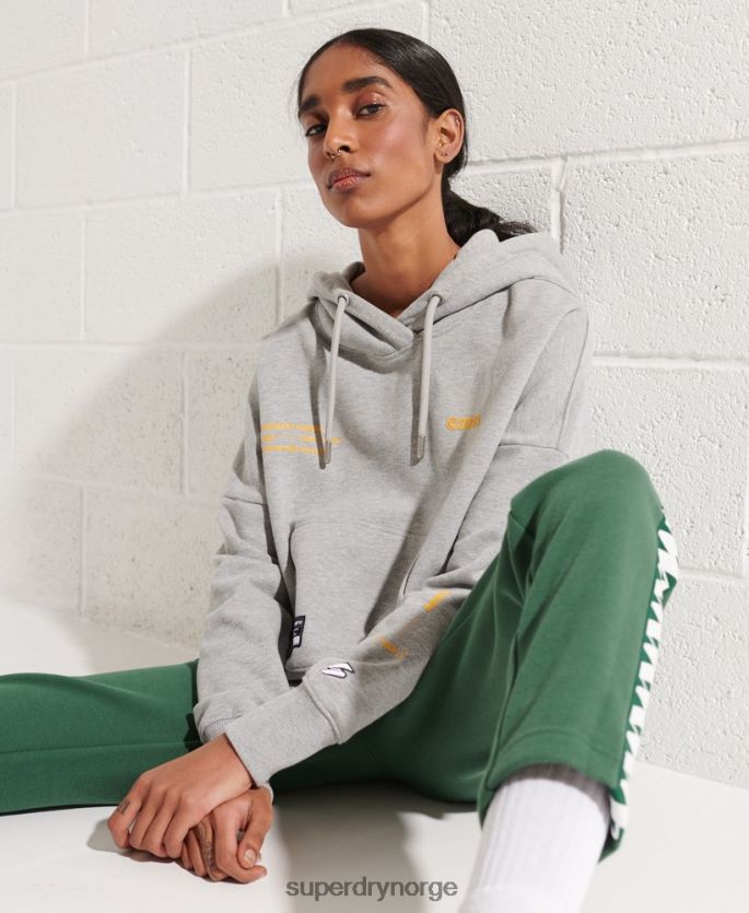 Superdry grå klær 86P46D3480 cooperate logo crop hettegenser kvinner