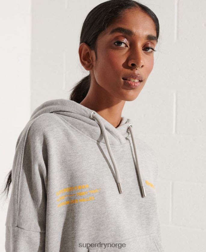 Superdry grå klær 86P46D3480 cooperate logo crop hettegenser kvinner