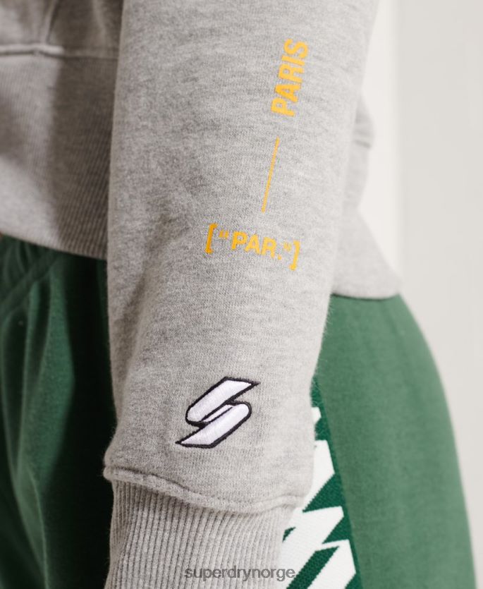 Superdry grå klær 86P46D3480 cooperate logo crop hettegenser kvinner