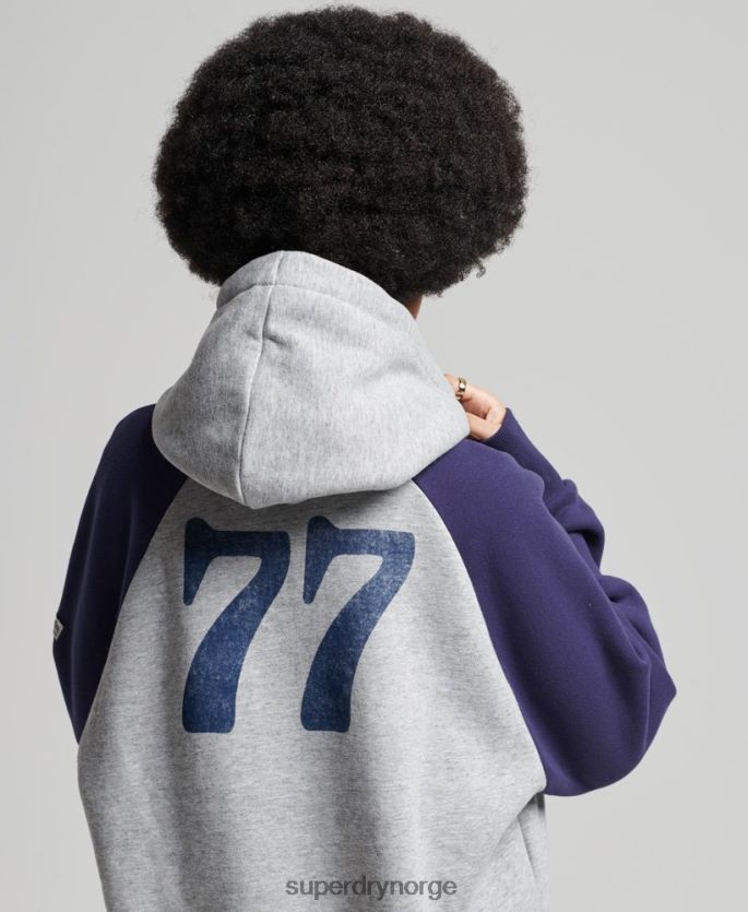 Superdry grå klær 86P46D5778 vintage collegiate raglan hettegenser kvinner