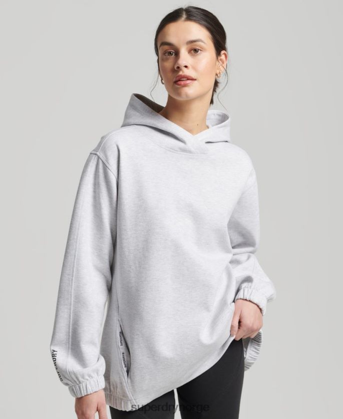Superdry grå klær 86P46D5790 code tech oversized hettegenser kvinner