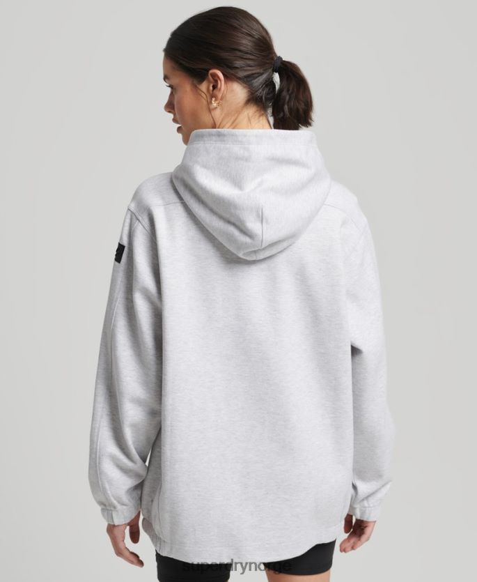 Superdry grå klær 86P46D5790 code tech oversized hettegenser kvinner