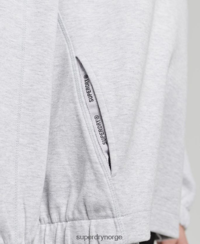 Superdry grå klær 86P46D5790 code tech oversized hettegenser kvinner