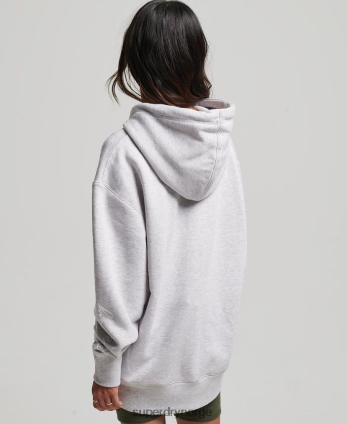 Superdry grå klær 86P46D5801 script grafisk oversized hettegenser kvinner