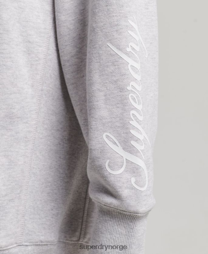 Superdry grå klær 86P46D5801 script grafisk oversized hettegenser kvinner