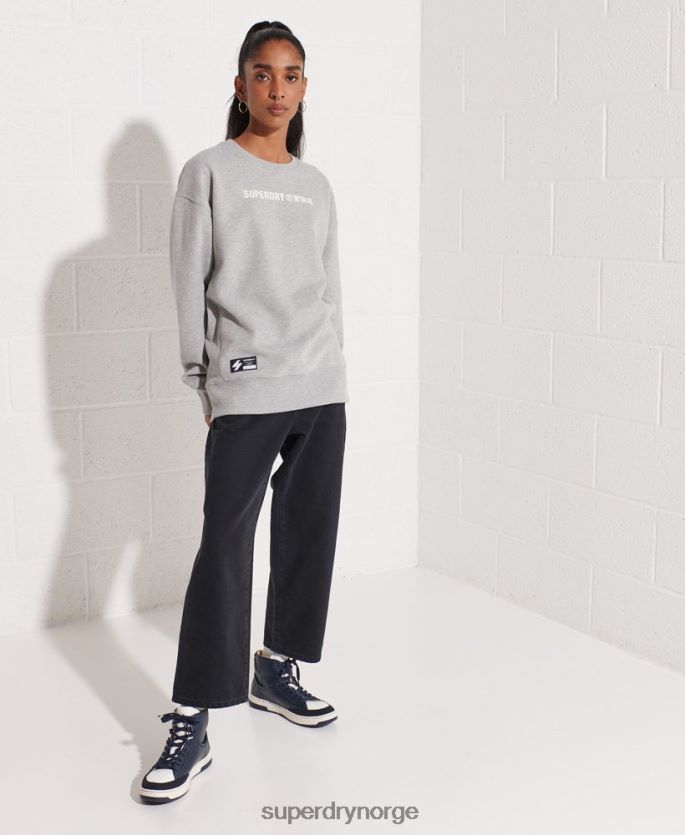 Superdry grå klær 86P46D5813 samarbeide logo crew sweatshirt kvinner