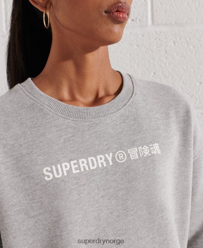 Superdry grå klær 86P46D5813 samarbeide logo crew sweatshirt kvinner