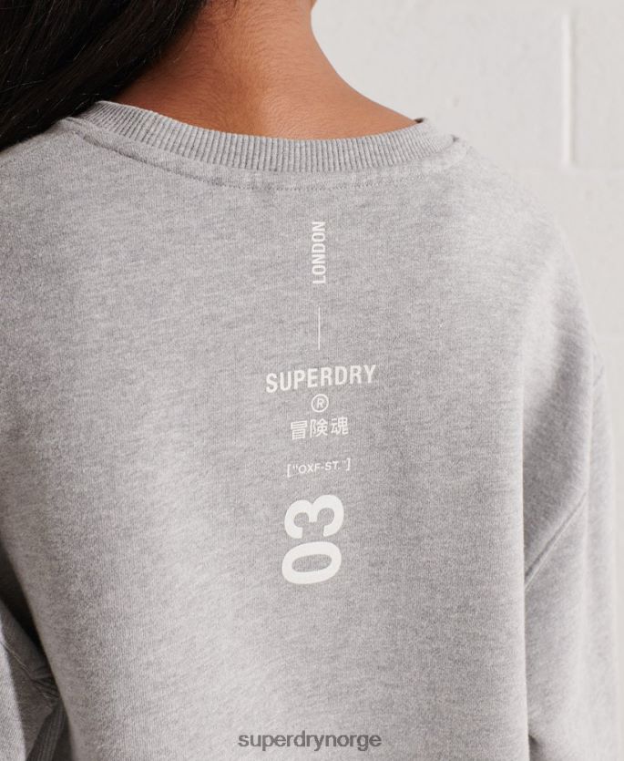 Superdry grå klær 86P46D5813 samarbeide logo crew sweatshirt kvinner