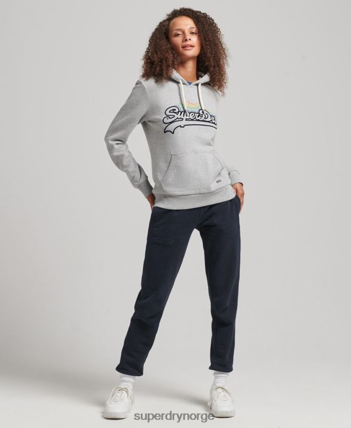 Superdry grå klær 86P46D5892 regnbue hettegenser med grafisk logo kvinner