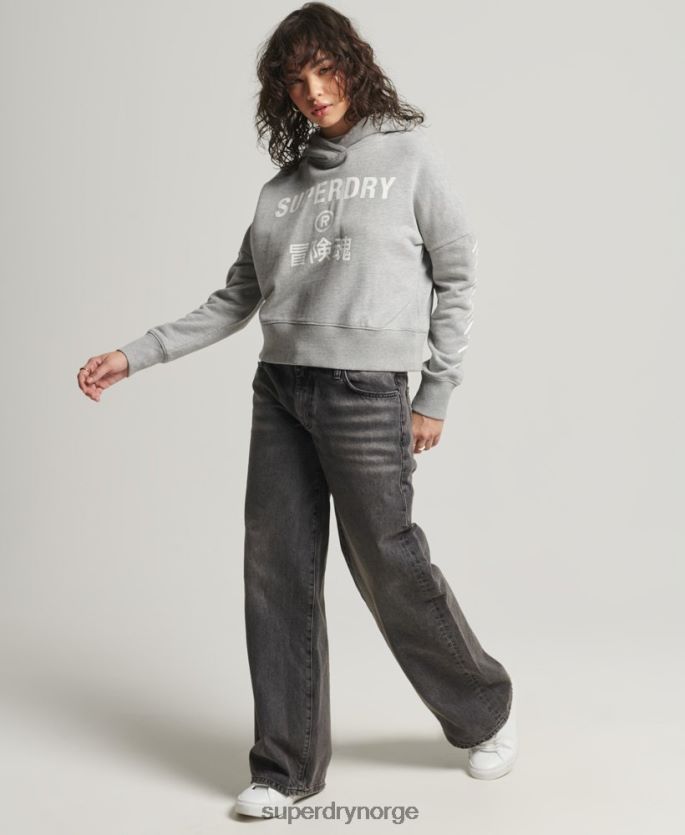 Superdry grå klær 86P46D5898 sport crop box hettegenser kvinner