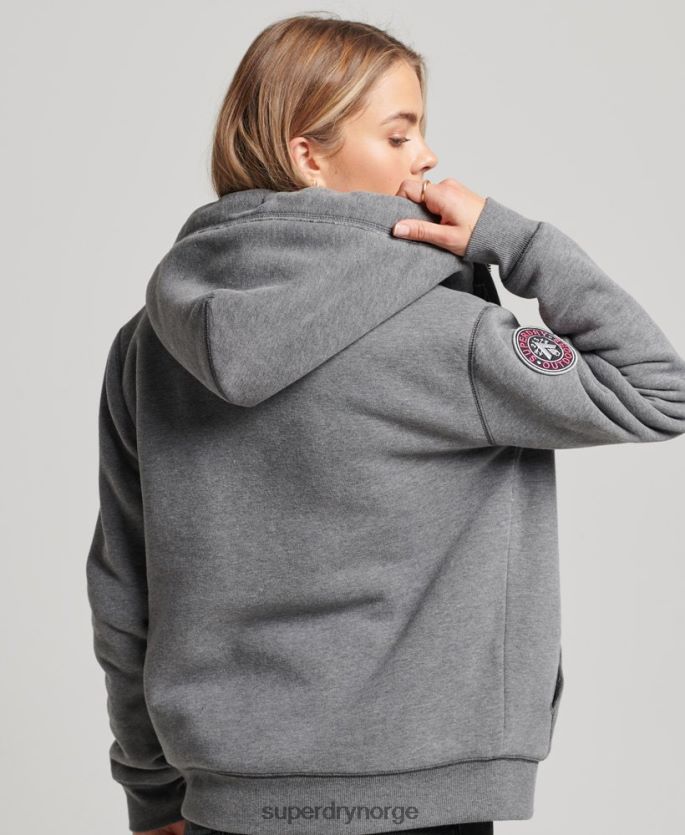 Superdry grå klær 86P46D5991 økologisk bomull svart bjørn borg hettegenser med glidelås kvinner