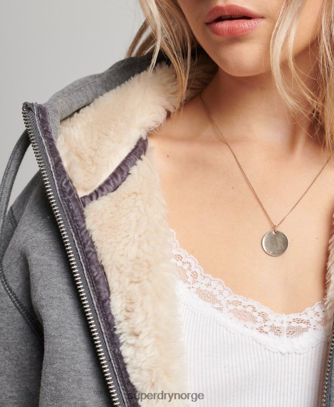 Superdry grå klær 86P46D5991 økologisk bomull svart bjørn borg hettegenser med glidelås kvinner