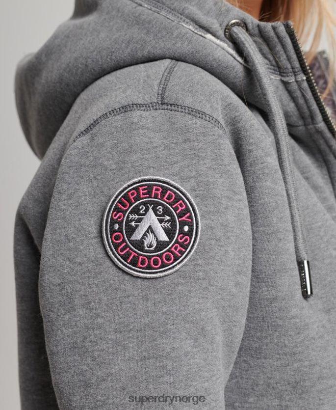 Superdry grå klær 86P46D5991 økologisk bomull svart bjørn borg hettegenser med glidelås kvinner