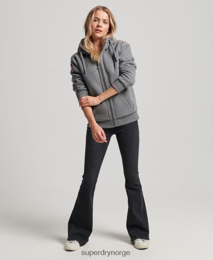 Superdry grå klær 86P46D5991 økologisk bomull svart bjørn borg hettegenser med glidelås kvinner