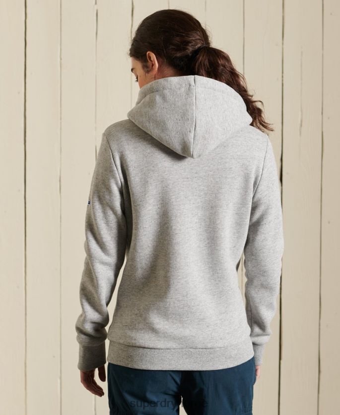 Superdry grå klær 86P46D6104 vintage logo American classics hettegenser med glidelås kvinner