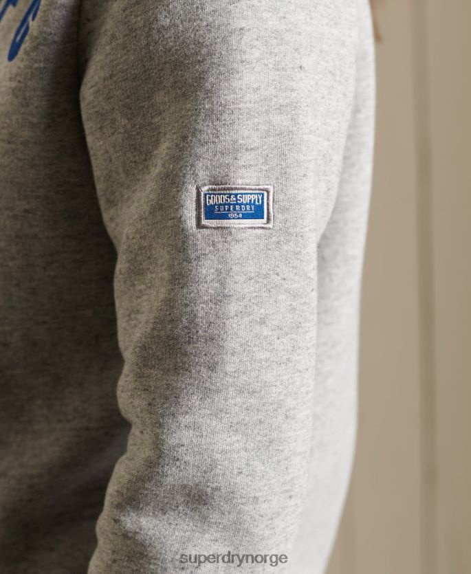 Superdry grå klær 86P46D6104 vintage logo American classics hettegenser med glidelås kvinner