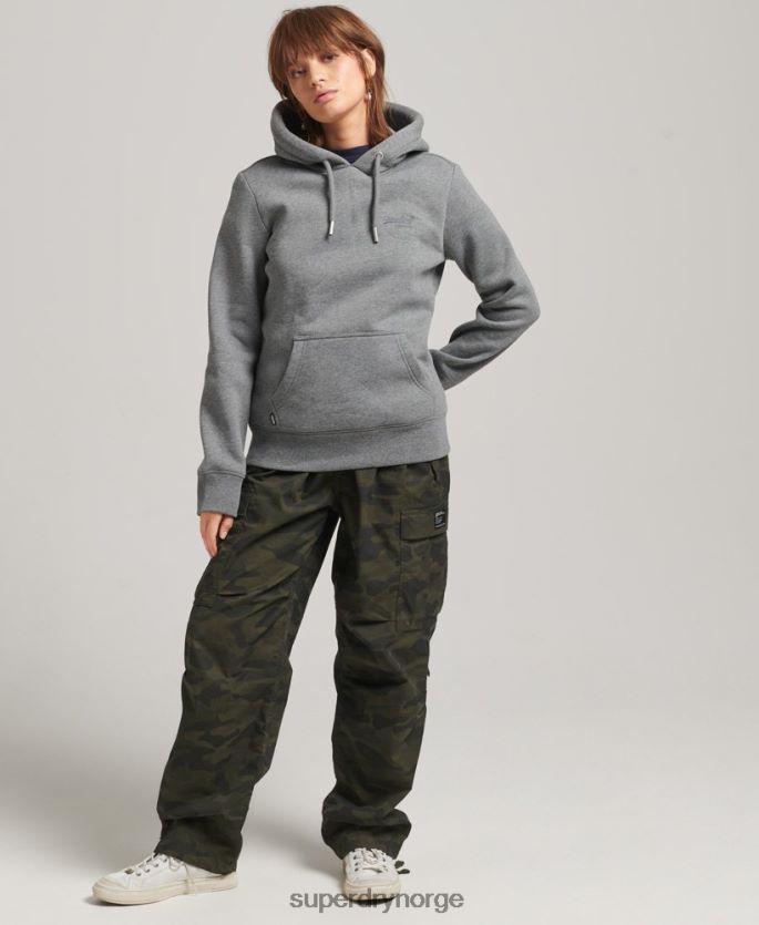 Superdry grå klær 86P46D6108 essensiell logo-hettegenser i økologisk bomull kvinner