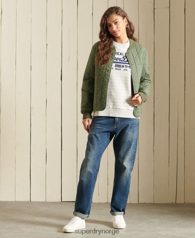 Superdry grå klær 86P46D6135 vintage logo kilde stripet crew sweatshirt kvinner