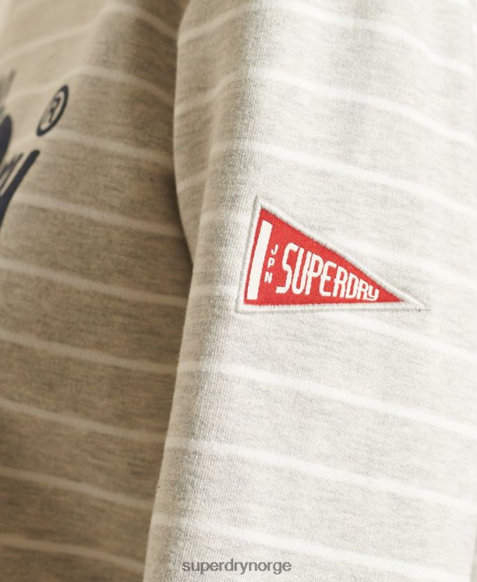Superdry grå klær 86P46D6135 vintage logo kilde stripet crew sweatshirt kvinner