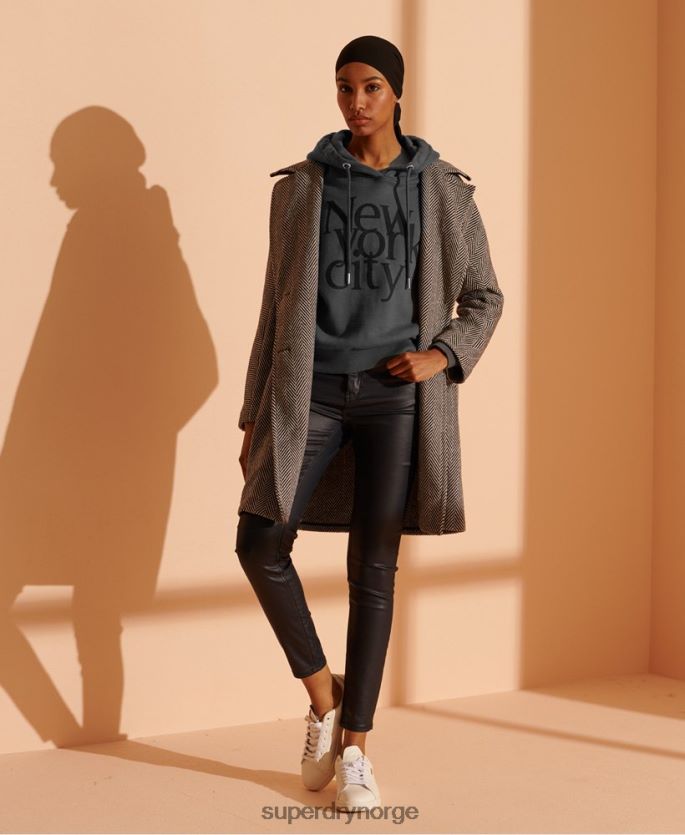 Superdry grå klær 86P46D6136 nyc times cropped hettegenser kvinner