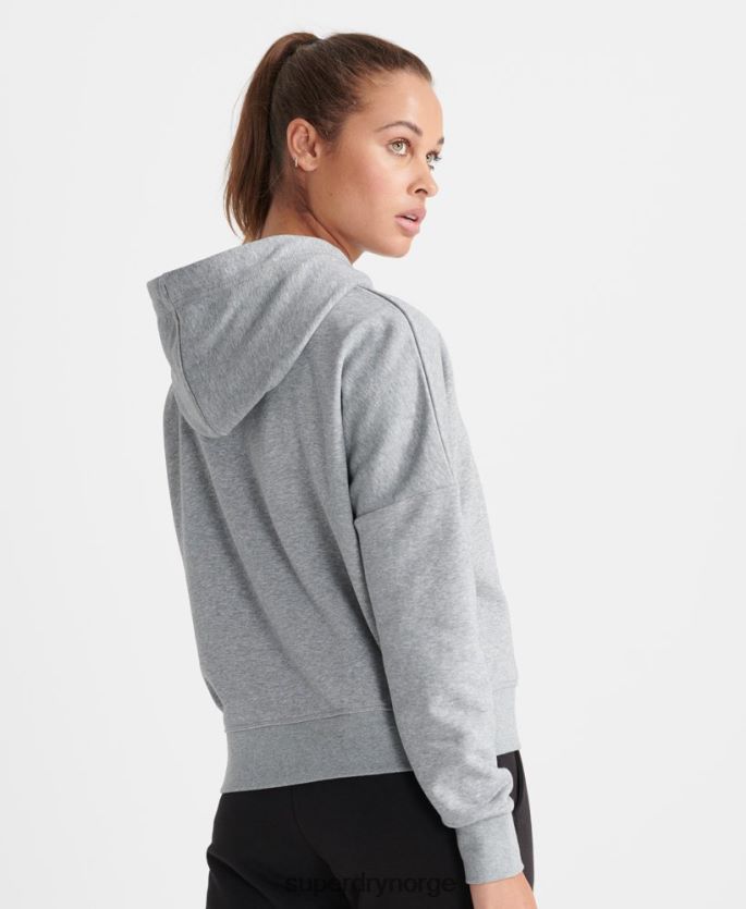 Superdry grå klær 86P46D6149 trening core sport crop hettegenser kvinner