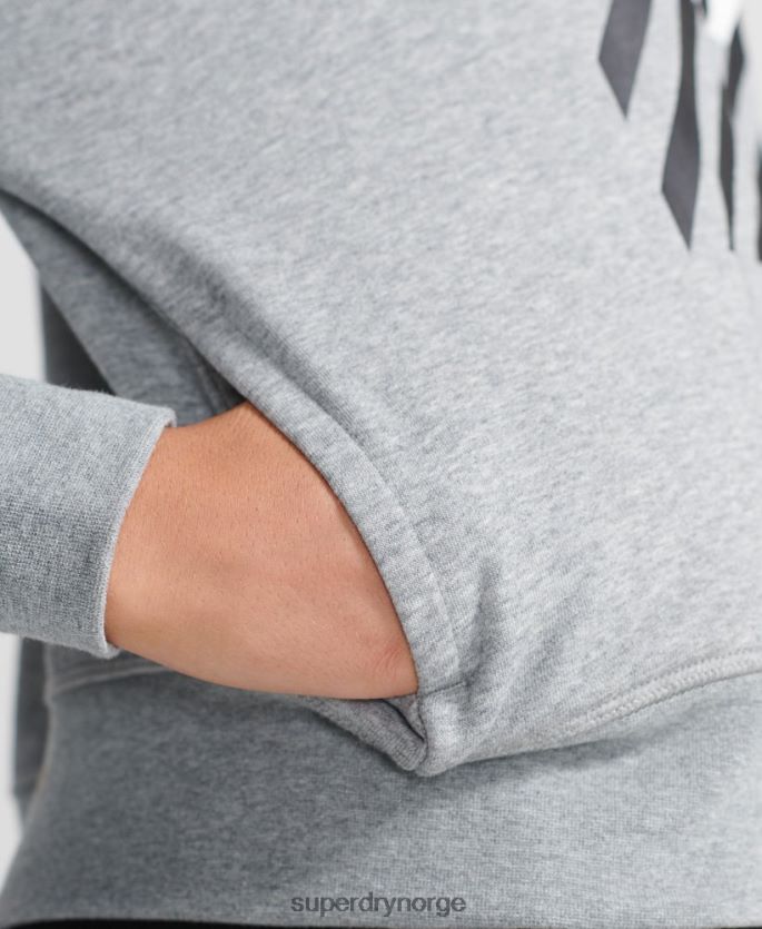 Superdry grå klær 86P46D6149 trening core sport crop hettegenser kvinner