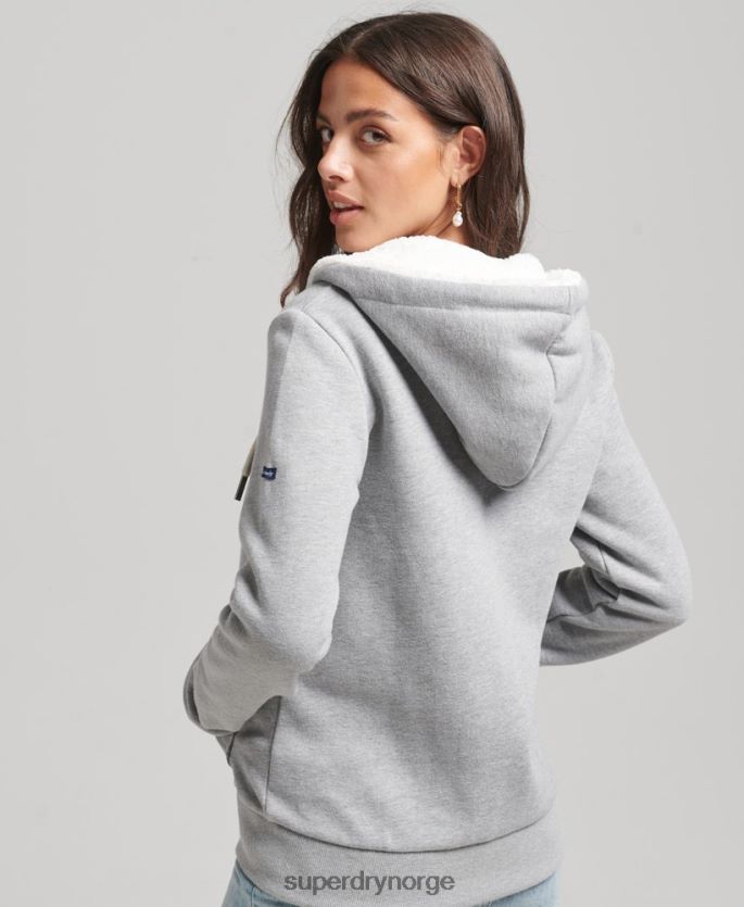 Superdry grå klær 86P46D6154 pride and craft hettegenser med glidelås kvinner