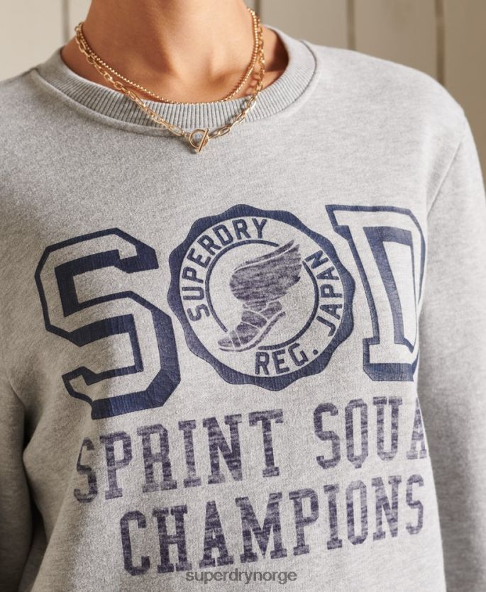 Superdry grå klær 86P46D6169 oversized genser for friidrettsfolk kvinner
