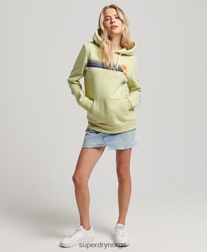 Superdry grønn klær 86P46D2168 vintage flott utendørs hettegenser kvinner