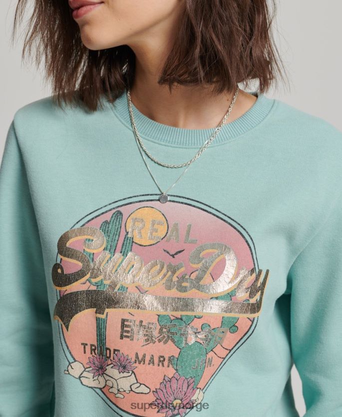 Superdry grønn klær 86P46D2253 vintage logo narrativ crew sweatshirt kvinner