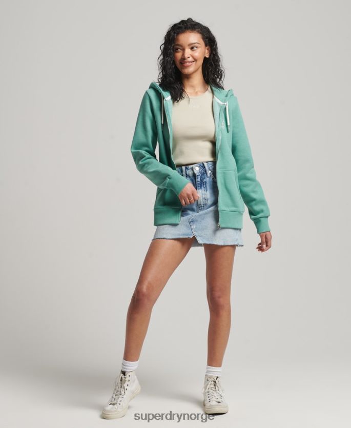 Superdry grønn klær 86P46D2271 vintage cali cutout hettegenser med glidelås kvinner