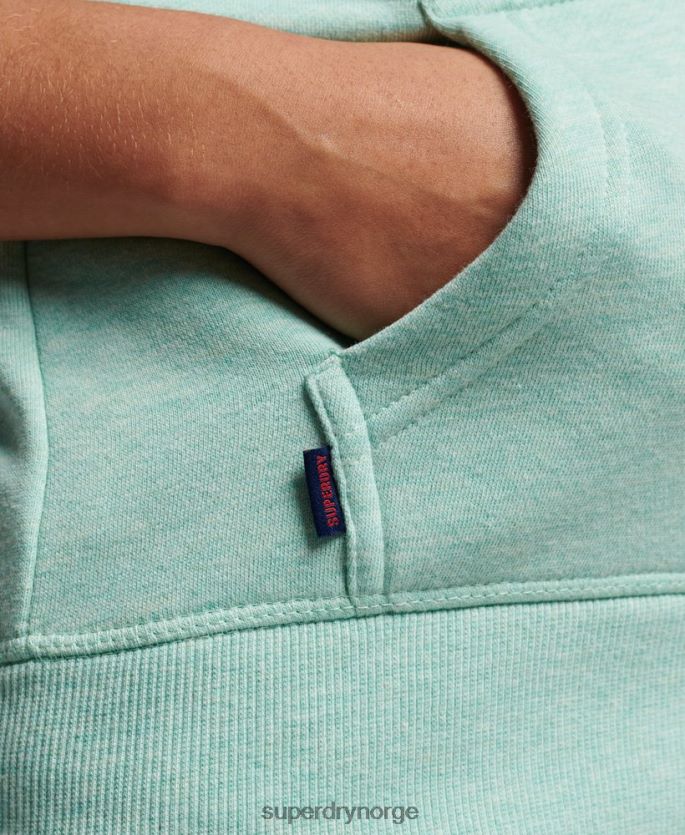 Superdry grønn klær 86P46D3268 vintage logo brodert hettegenser med glidelås kvinner