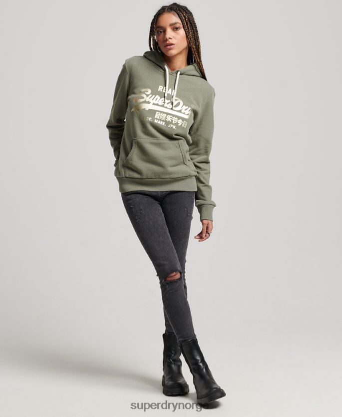 Superdry grønn klær 86P46D3276 hettegenser med vintage logopyntet kvinner