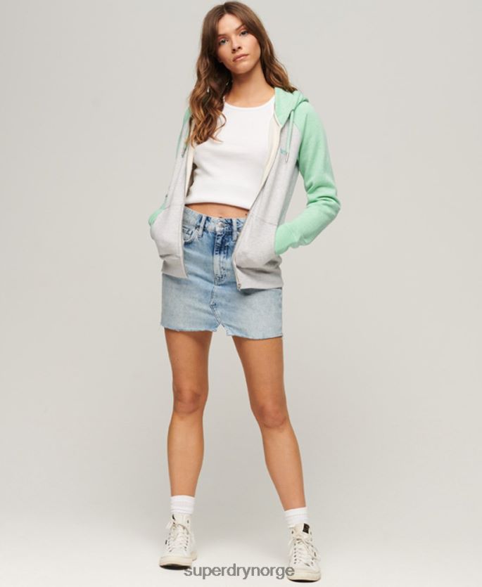 Superdry grønn klær 86P46D3349 vintage logo brodert baseball hettegenser med glidelås kvinner