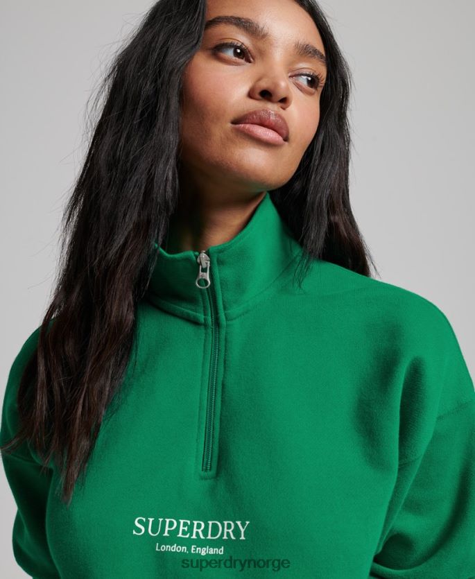 Superdry grønn klær 86P46D3373 core sport topp med halv glidelås kvinner