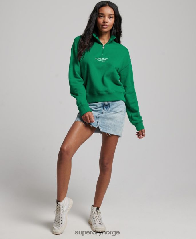 Superdry grønn klær 86P46D3373 core sport topp med halv glidelås kvinner