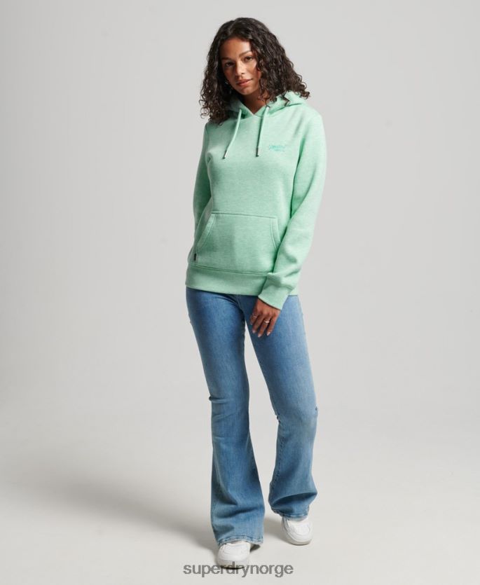 Superdry grønn klær 86P46D3413 vintage logo brodert hettegenser kvinner