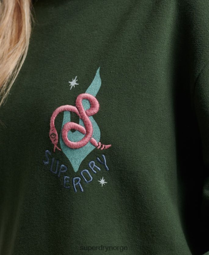Superdry grønn klær 86P46D3415 nomadisk folke-hettegenser kvinner