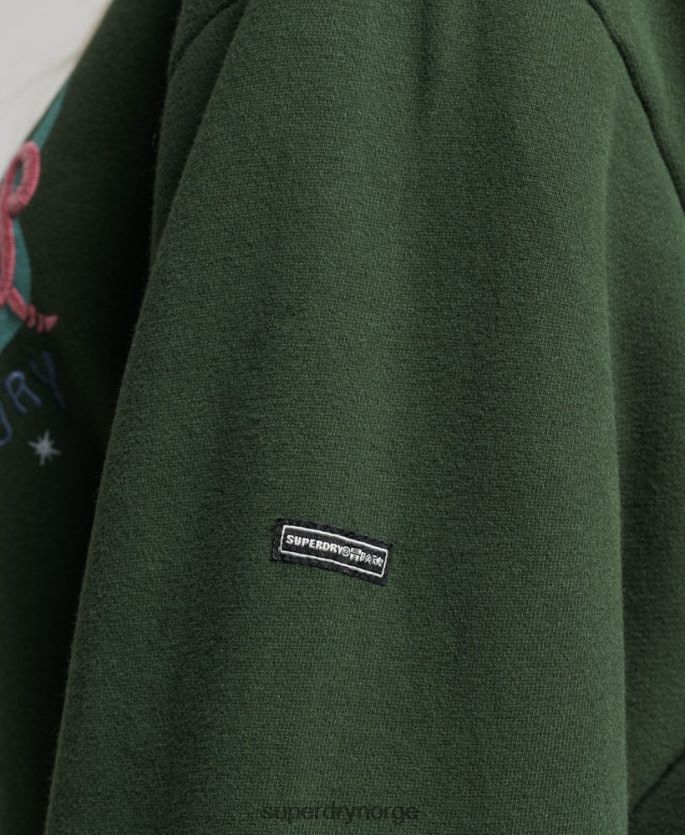 Superdry grønn klær 86P46D3415 nomadisk folke-hettegenser kvinner