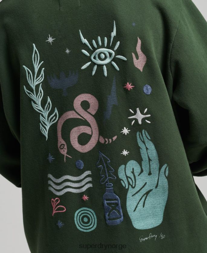 Superdry grønn klær 86P46D3415 nomadisk folke-hettegenser kvinner