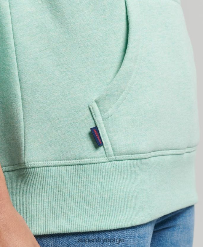 Superdry grønn klær 86P46D3422 vintage logobrodert hettegenser i økologisk bomull kvinner