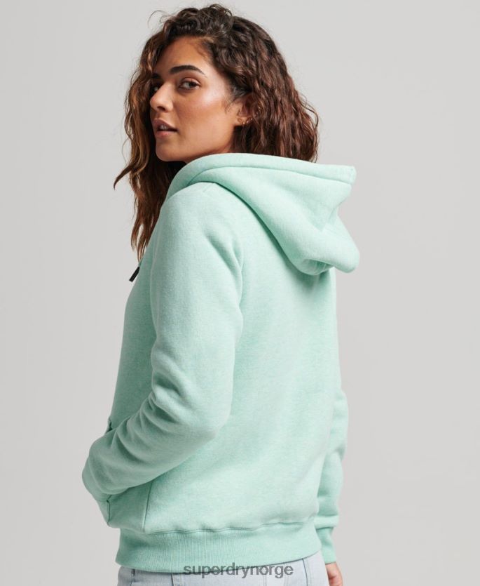 Superdry grønn klær 86P46D5757 essensiell borg-fôret hettegenser med glidelås kvinner